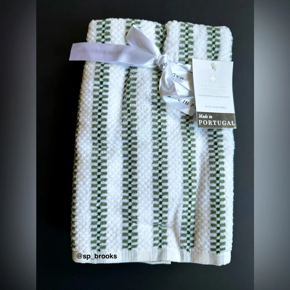 🎁6PC FELPINTER Bath Towel Set - Green and White, Super Soft & Absorbent